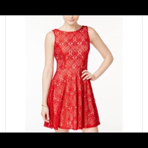 Speechless Dresses & Skirts - Speechless Red Lace Fit and Flare Dress Sz XS